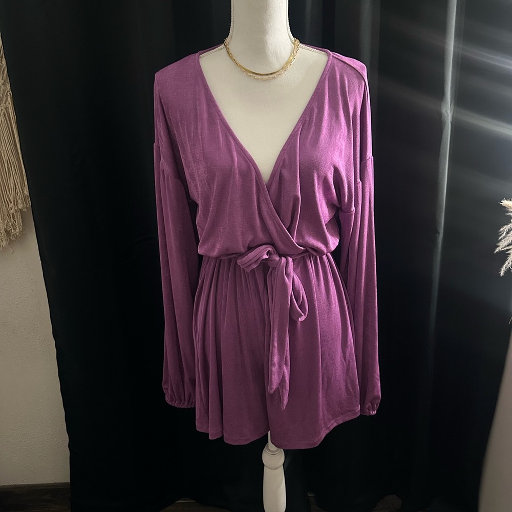 Magenta V- Neck Romper
